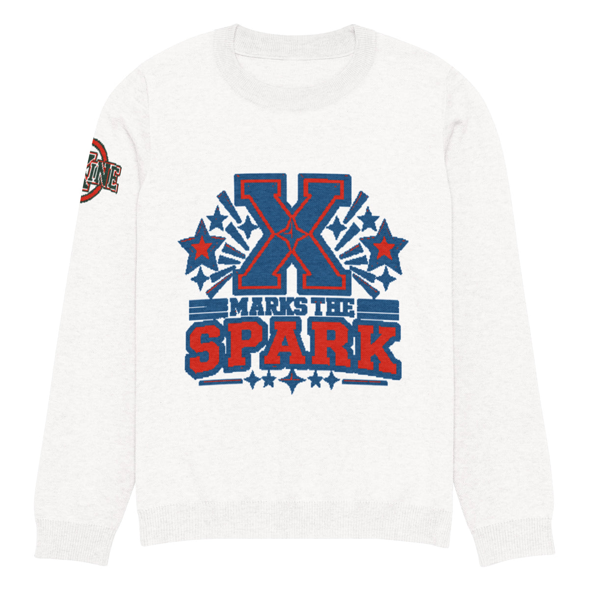 X Marks the Spark Knitted Jumper – Navy & Red