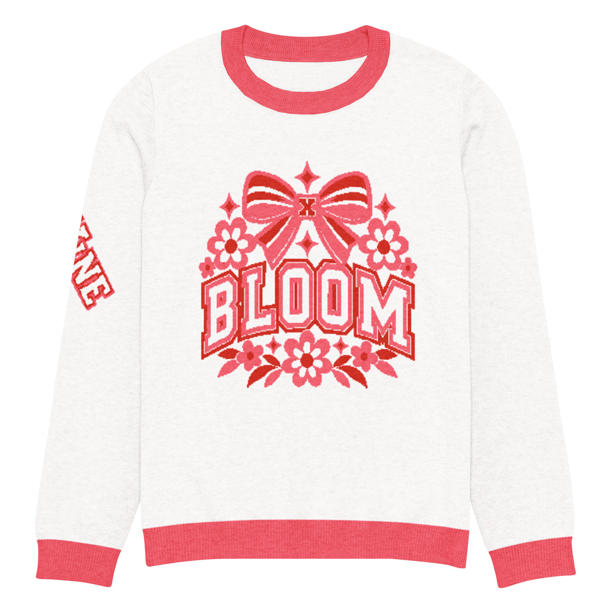 Bloom Knitted Jumper – White & Pink