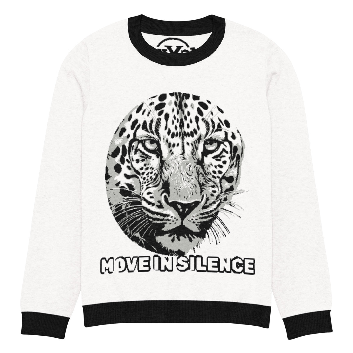 Move in Silence Leopard Knitted Jumper – White, Unisex