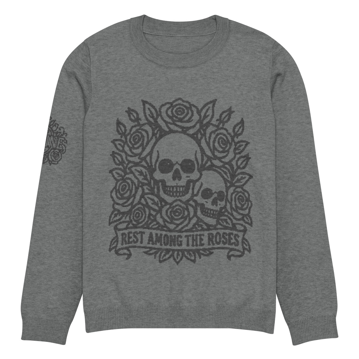 Rest Among the Roses Gothic Knitted Jumper – Grey, Unisex