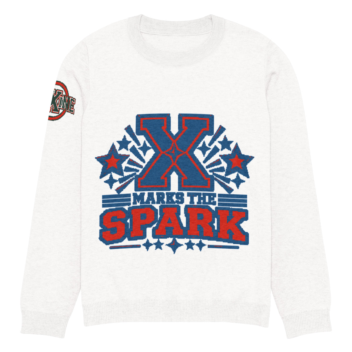 X Marks the Spark Knitted Jumper – Navy & Red