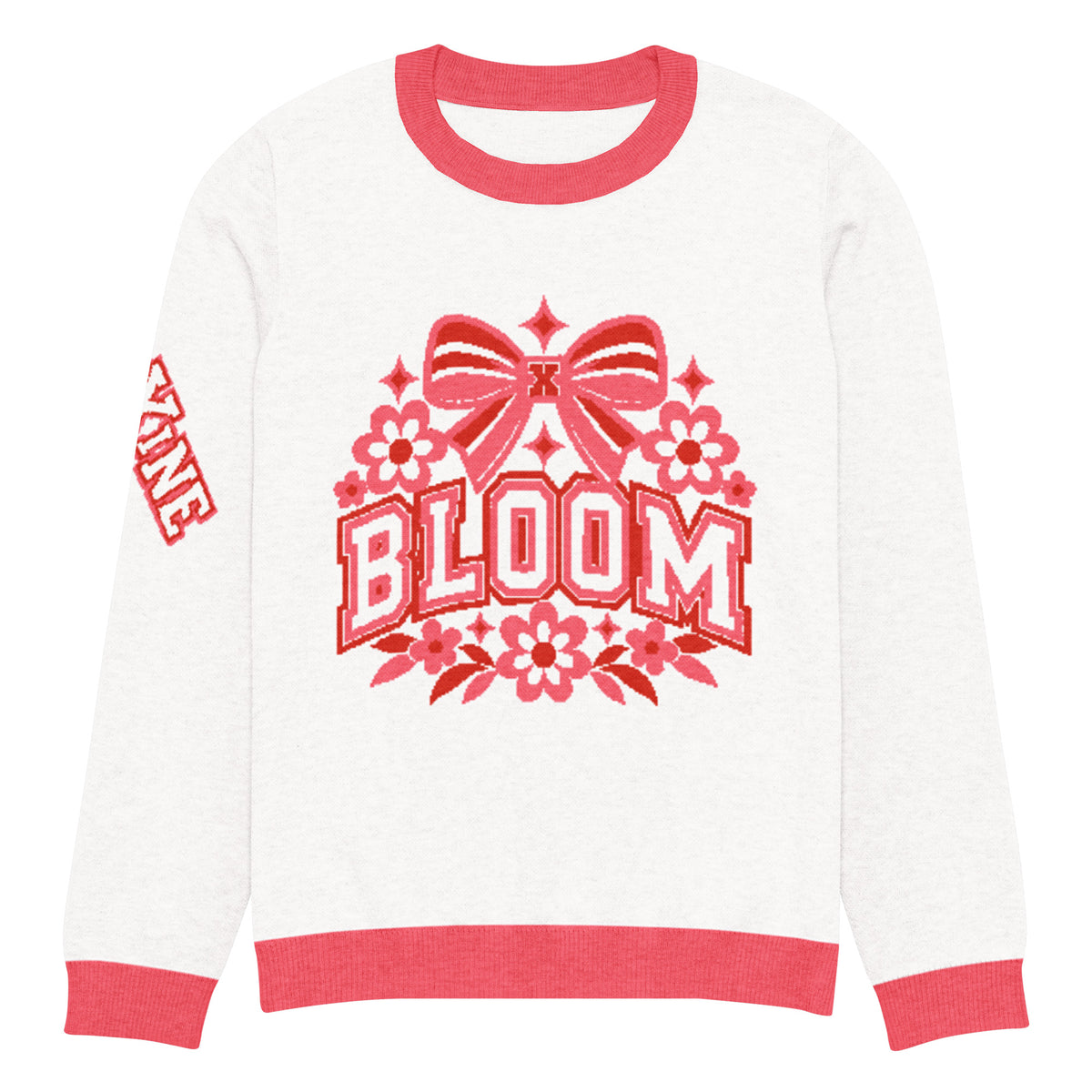 Bloom Knitted Jumper – White & Pink