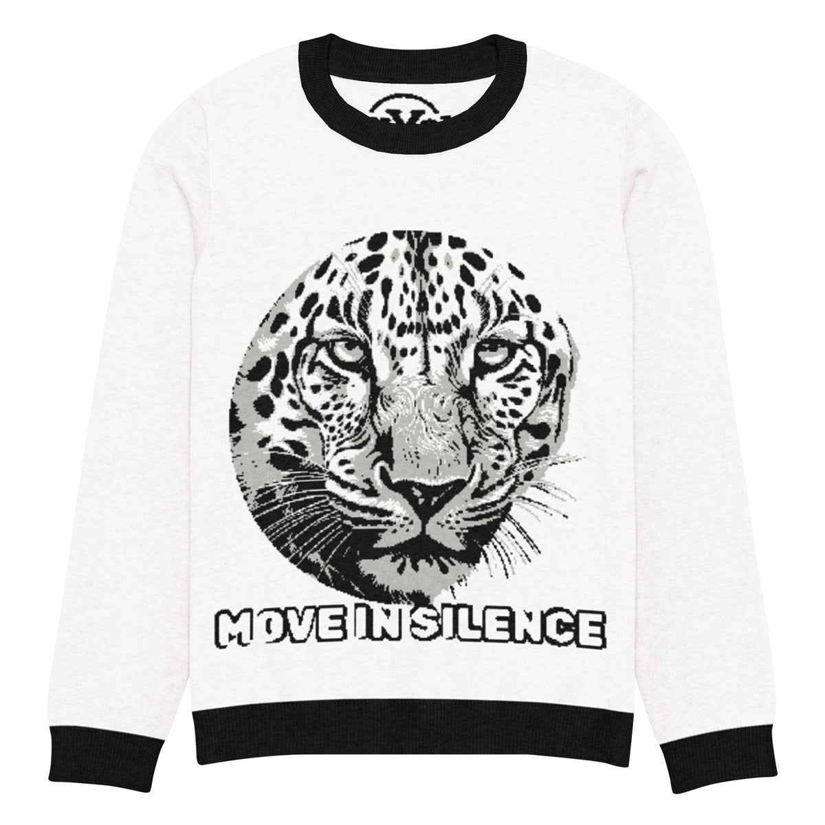 Move in Silence Leopard Knitted Jumper – White, Unisex