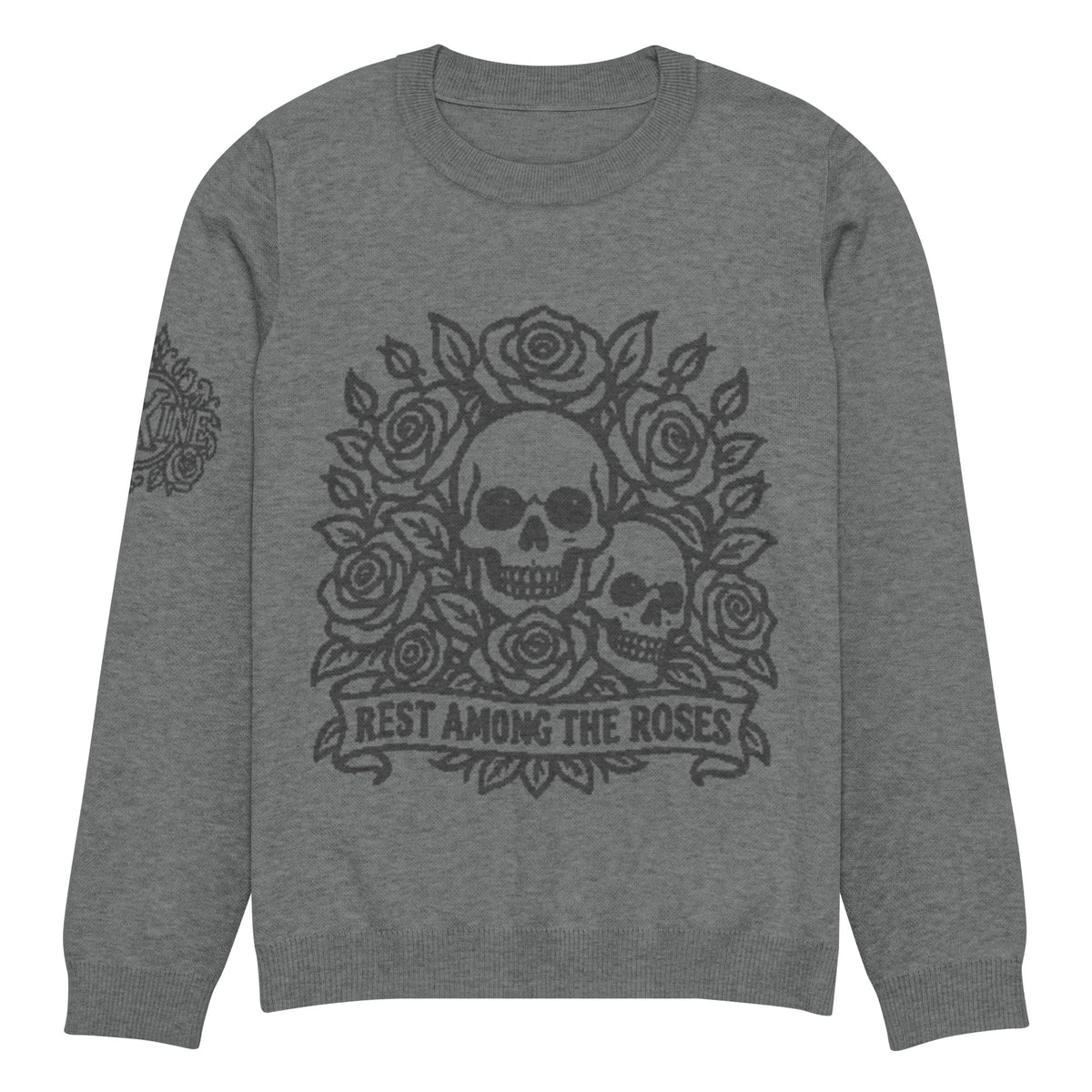 Rest Among the Roses Gothic Knitted Jumper – Grey, Unisex