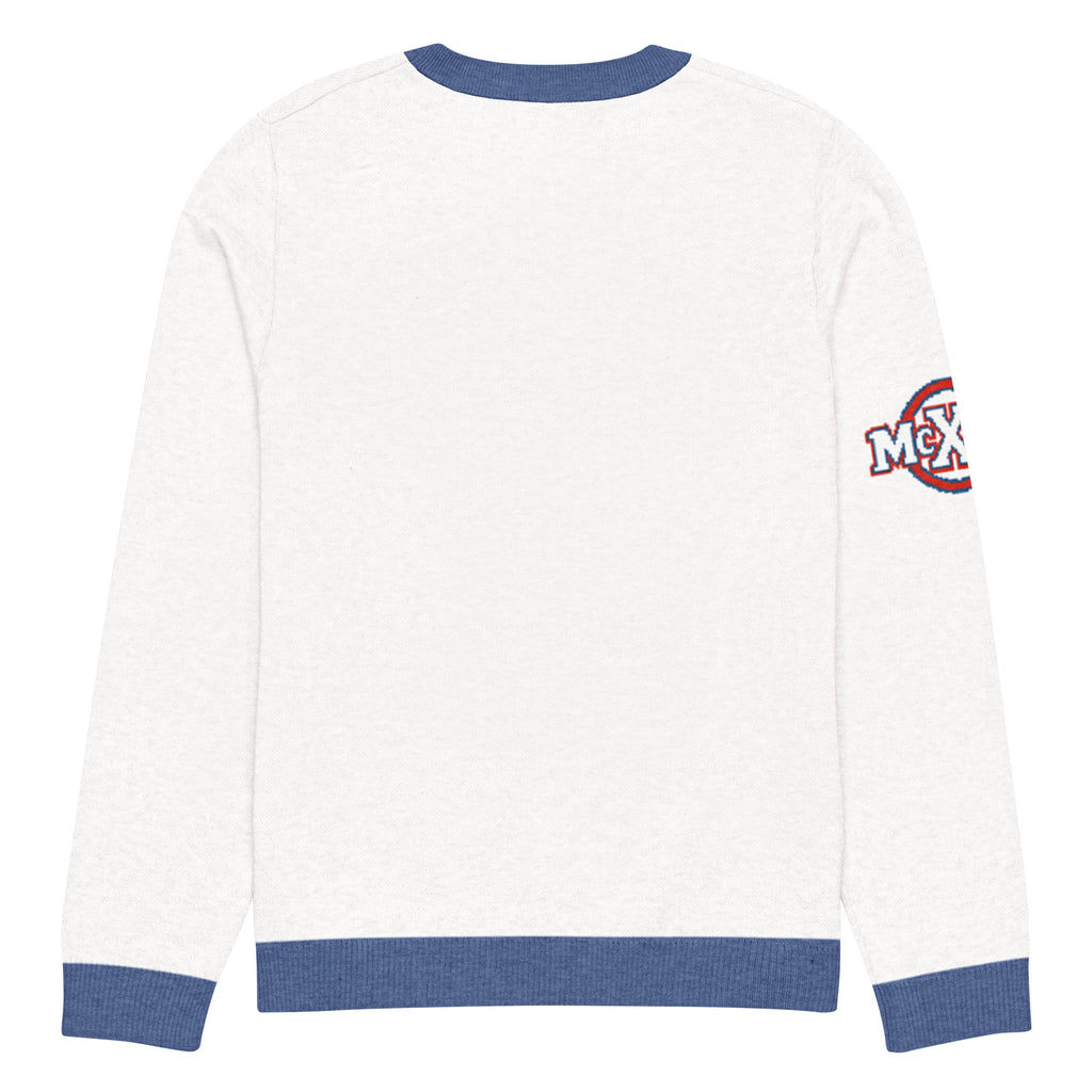 Brave x McXine Knitted Jumper – White & Blue, Unisex