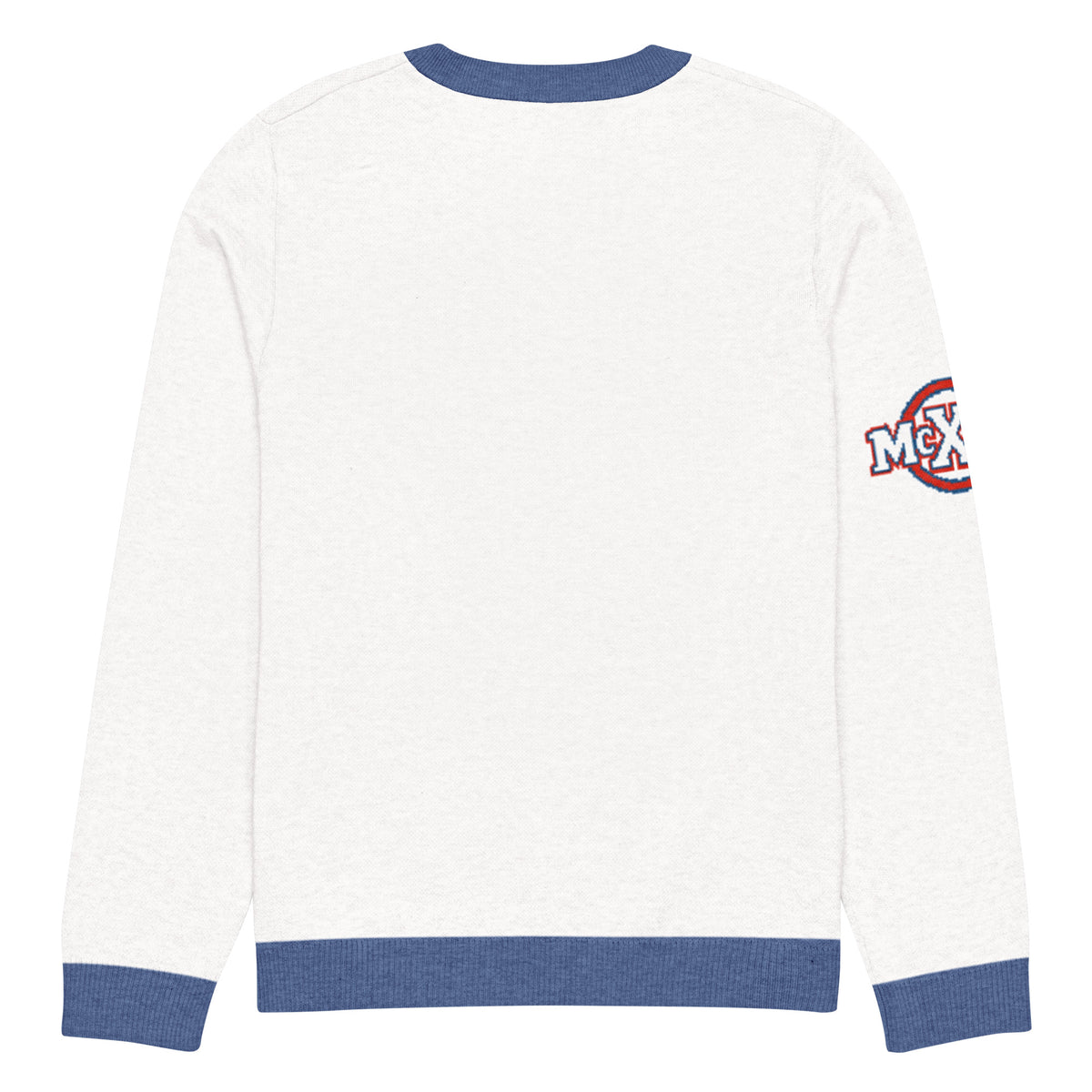 Brave x McXine Knitted Jumper – White & Blue, Unisex