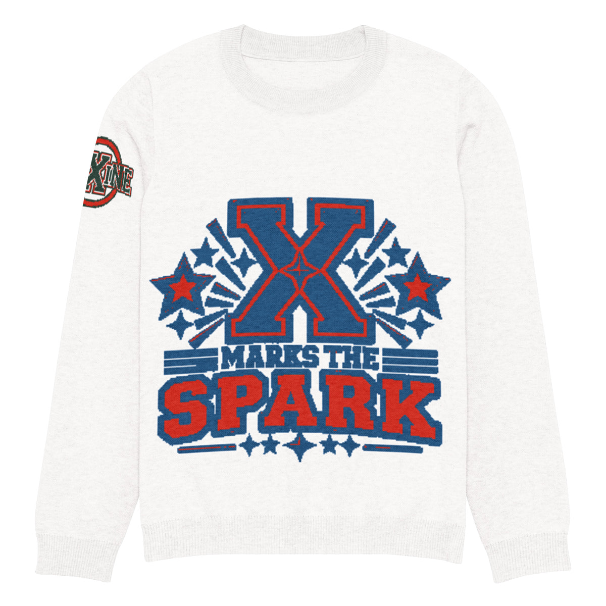 X Marks the Spark Knitted Jumper – Navy & Red
