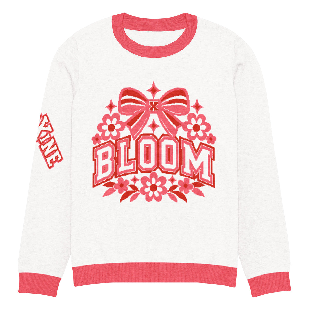 Bloom Knitted Jumper – White & Pink