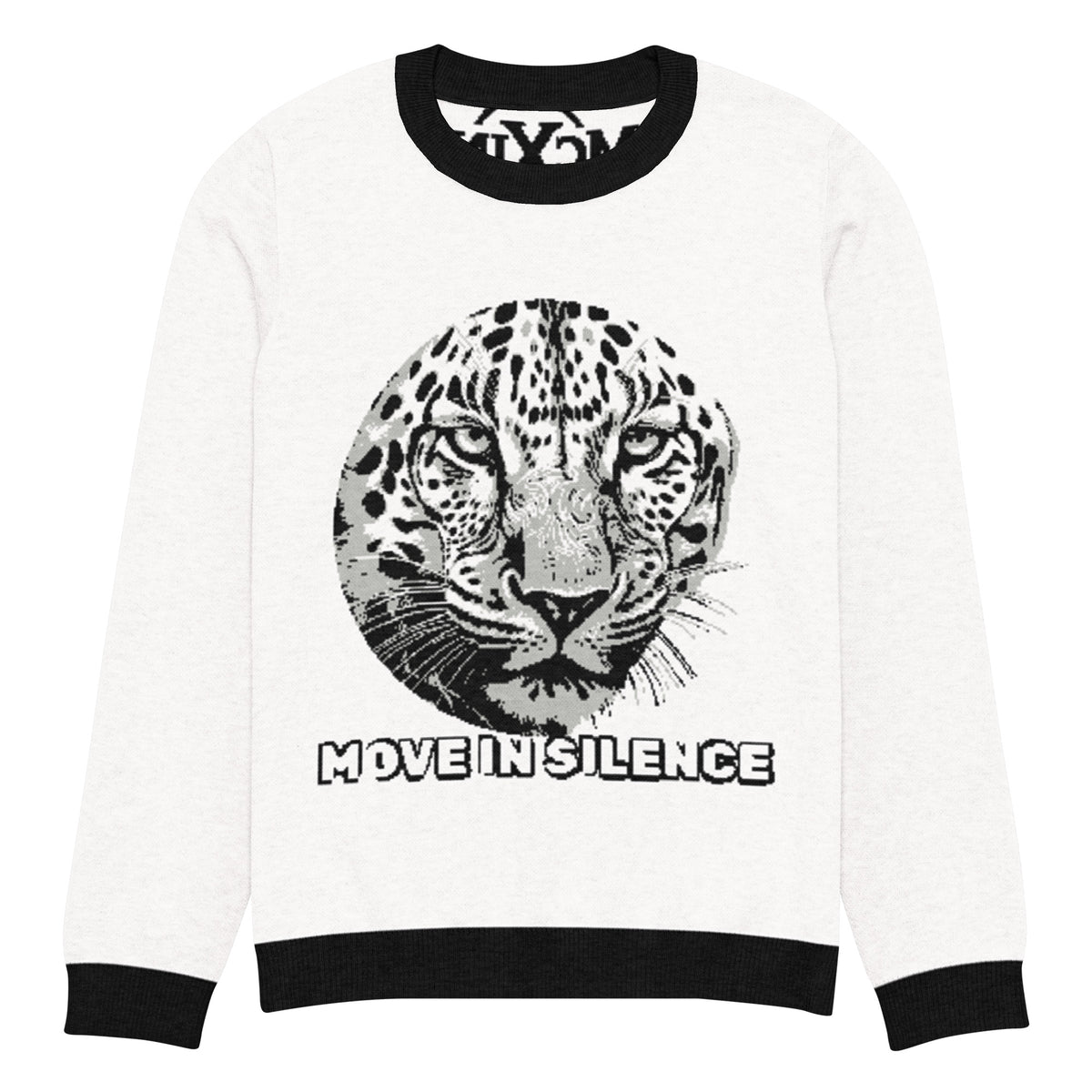 Move in Silence Leopard Knitted Jumper – White, Unisex
