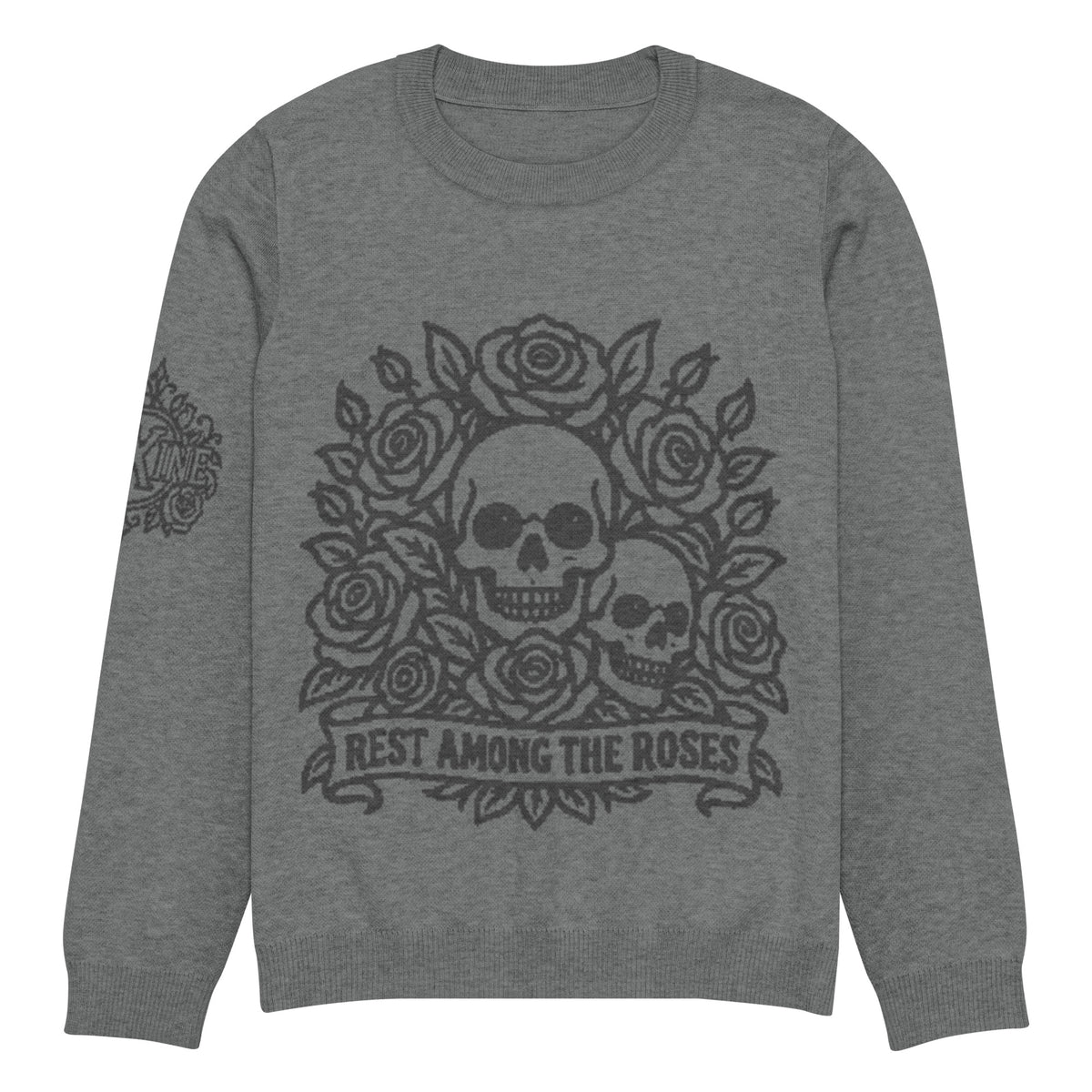 Rest Among the Roses Gothic Knitted Jumper – Grey, Unisex