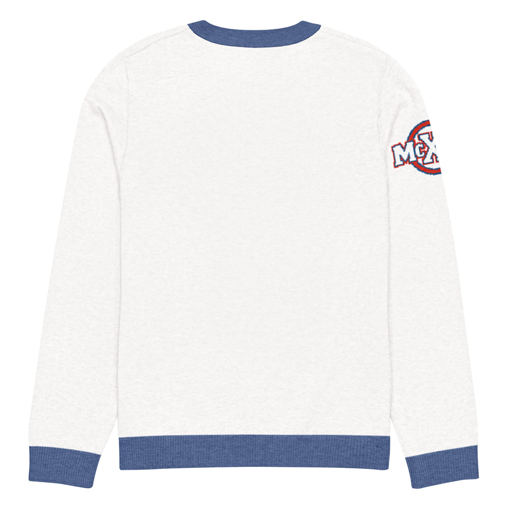 Brave x McXine Knitted Jumper – White & Blue, Unisex