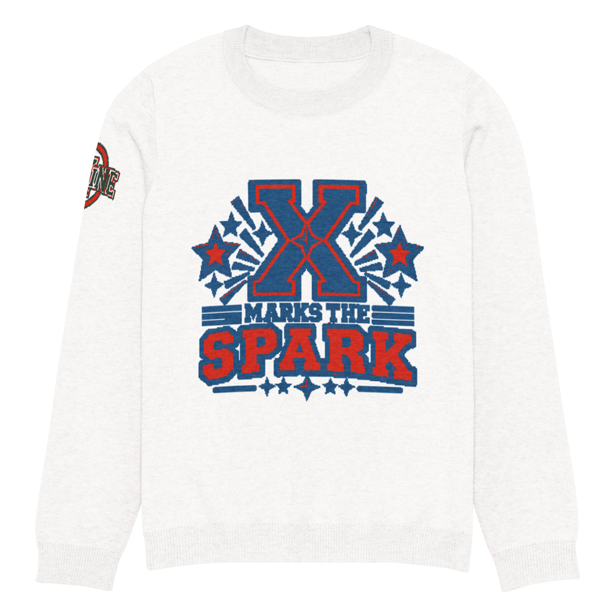 X Marks the Spark Knitted Jumper – Navy & Red