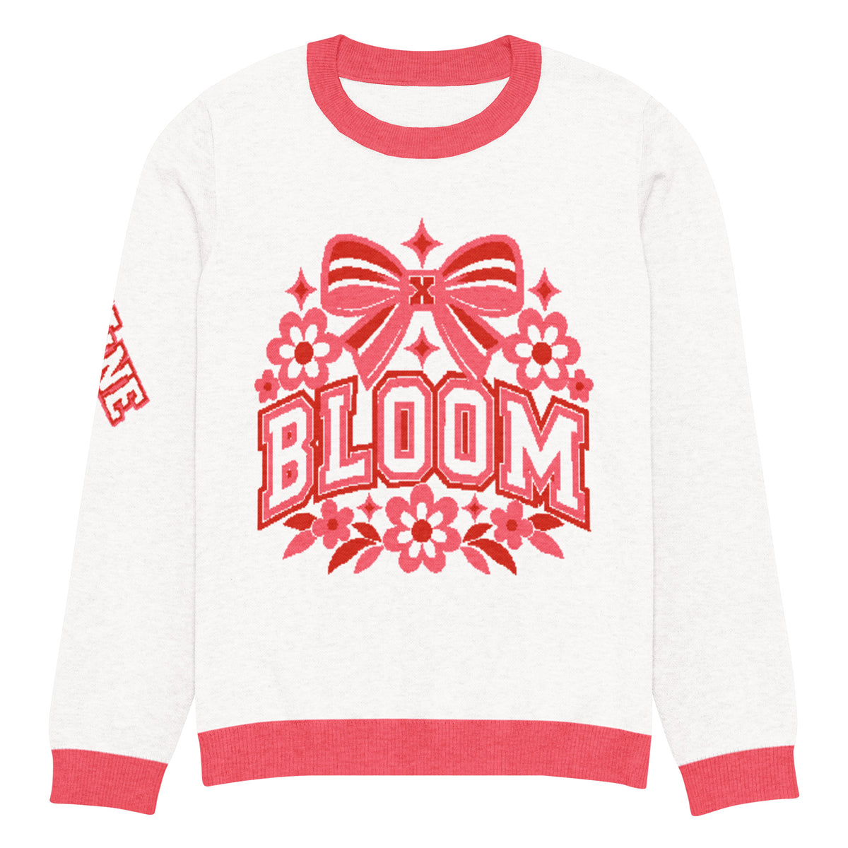 Bloom Knitted Jumper – White & Pink