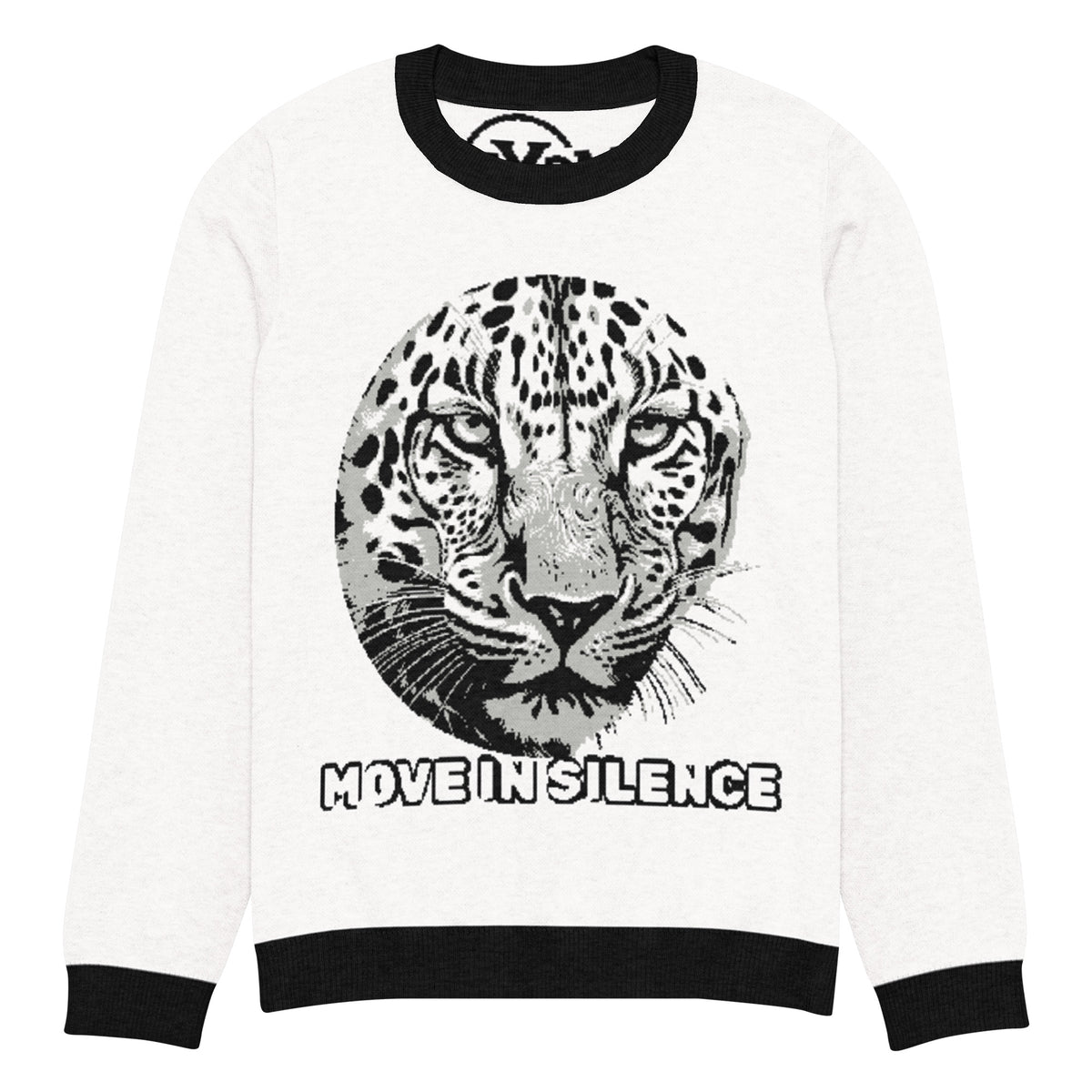 Move in Silence Leopard Knitted Jumper – White, Unisex