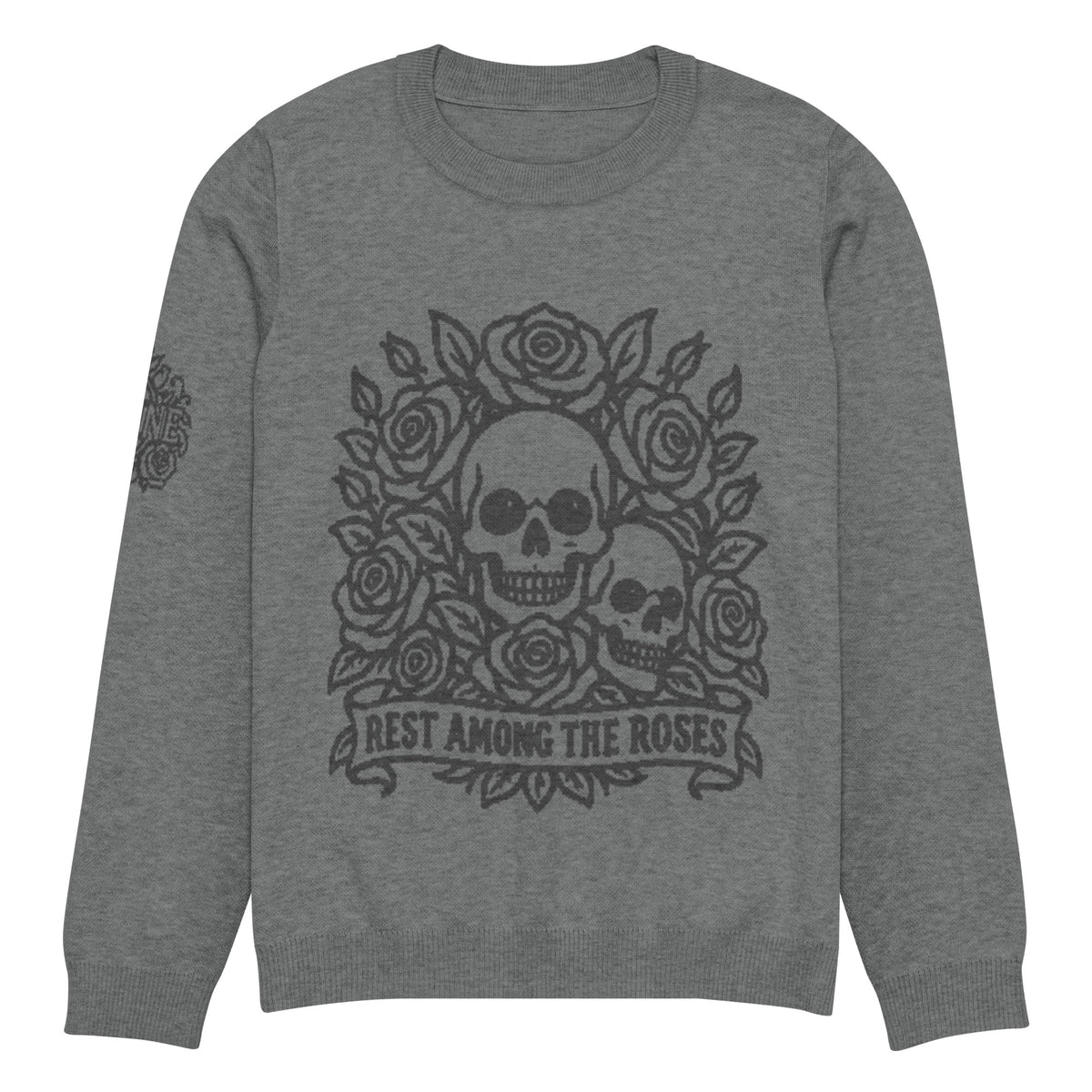Rest Among the Roses Gothic Knitted Jumper – Grey, Unisex