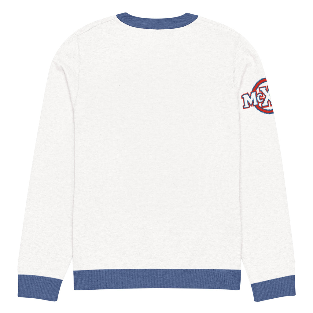 Brave x McXine Knitted Jumper – White & Blue, Unisex