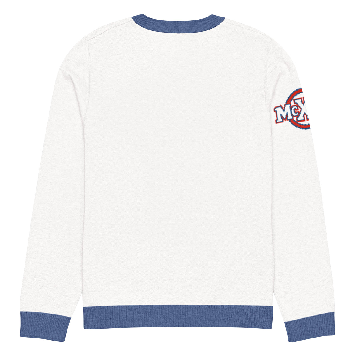 Brave x McXine Knitted Jumper – White & Blue, Unisex
