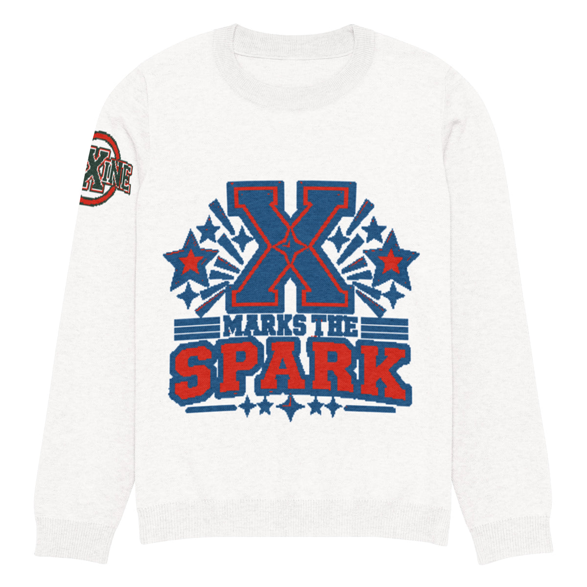 X Marks the Spark Knitted Jumper – Navy & Red