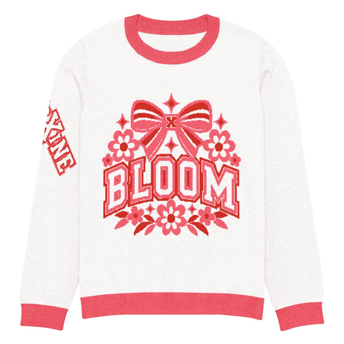 Bloom Knitted Jumper – White & Pink