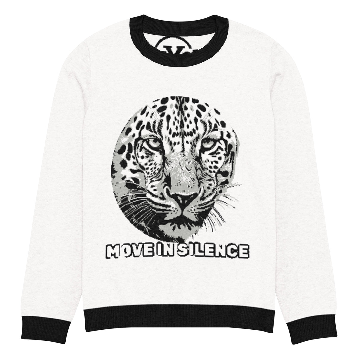Move in Silence Leopard Knitted Jumper – White, Unisex