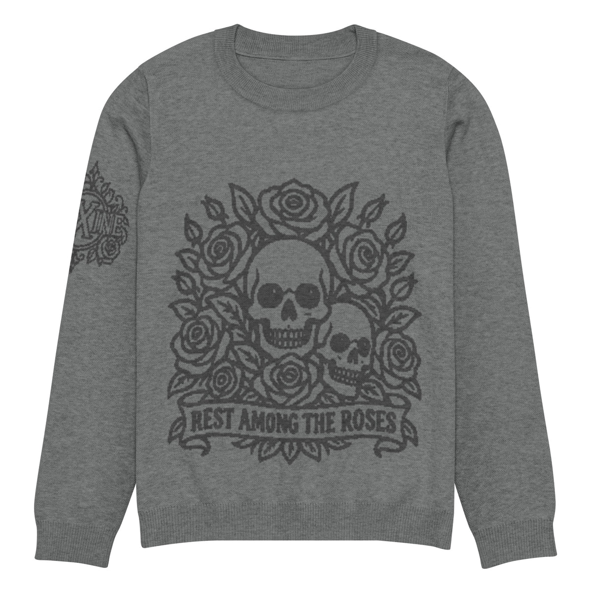 Rest Among the Roses Gothic Knitted Jumper – Grey, Unisex