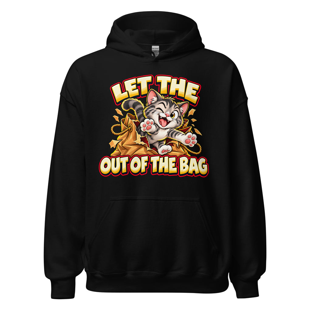 Let the Cat Out of the Bag Hoodie – Funny Idiom Gift, Cat Lover, Unisex