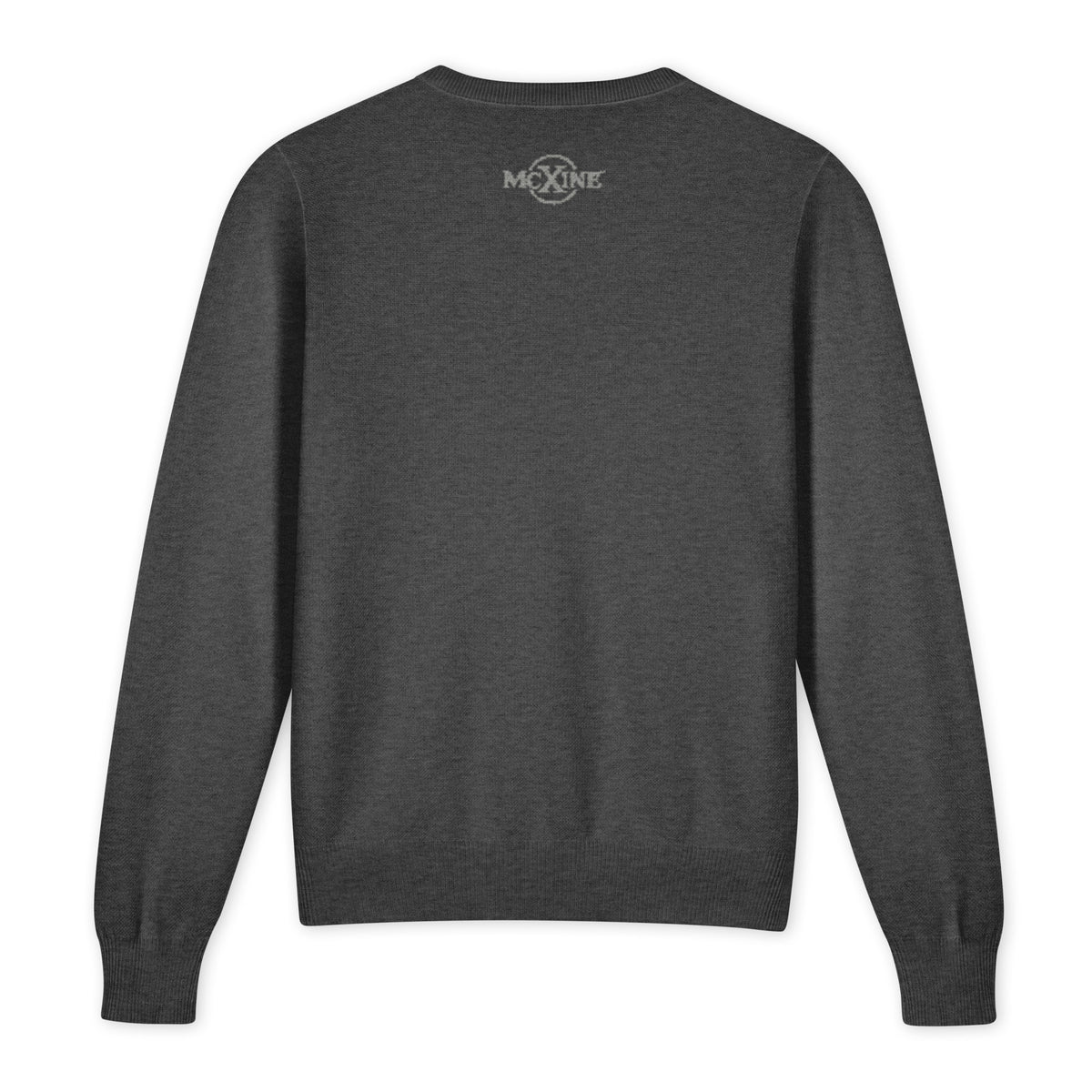 Charcoal knitted V-neck jumper, back view