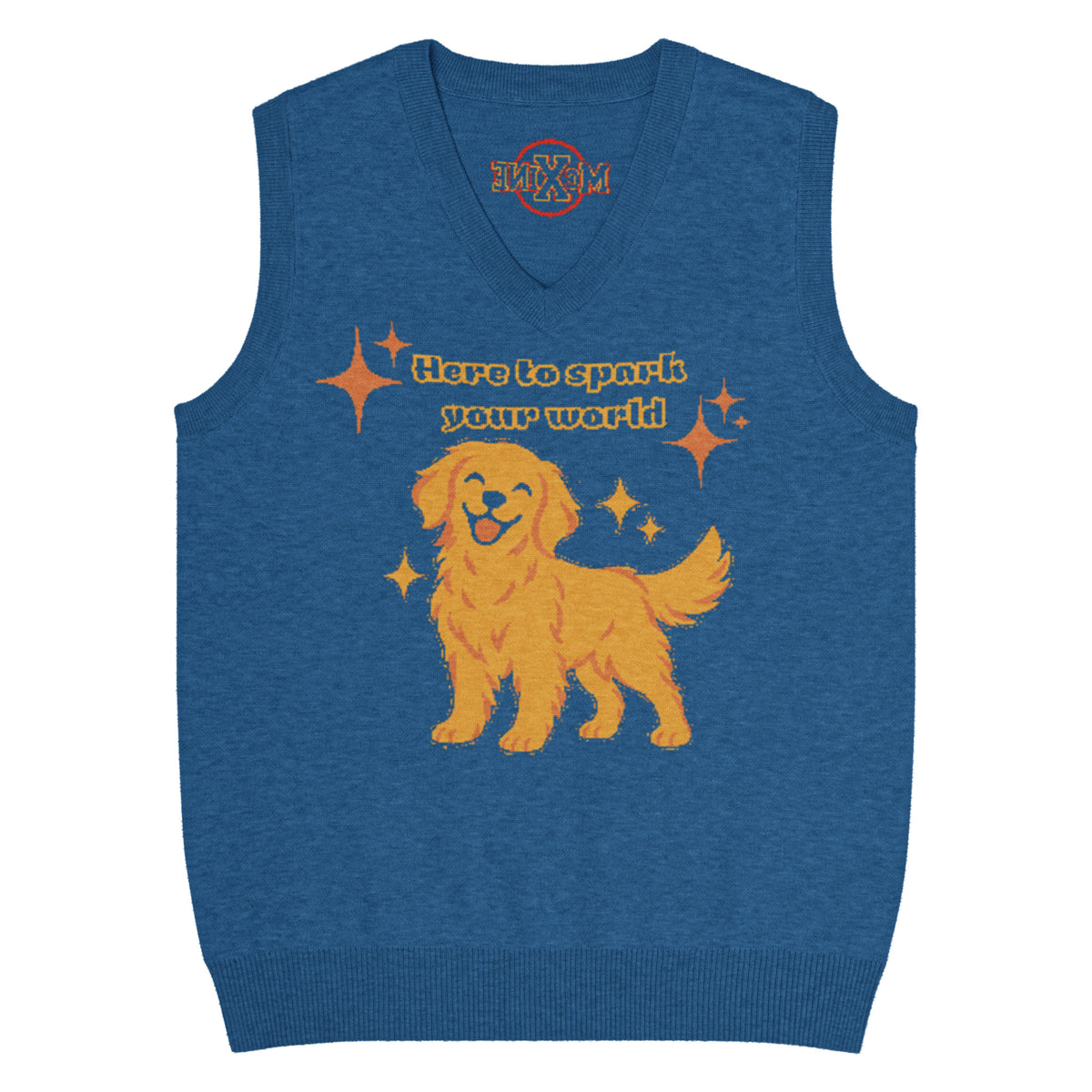 Golden Retriever Knitted Vest – Blue, Unisex