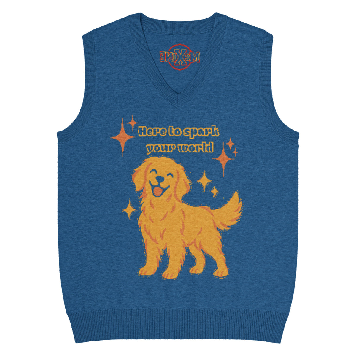 Golden Retriever Knitted Vest – Blue, Unisex