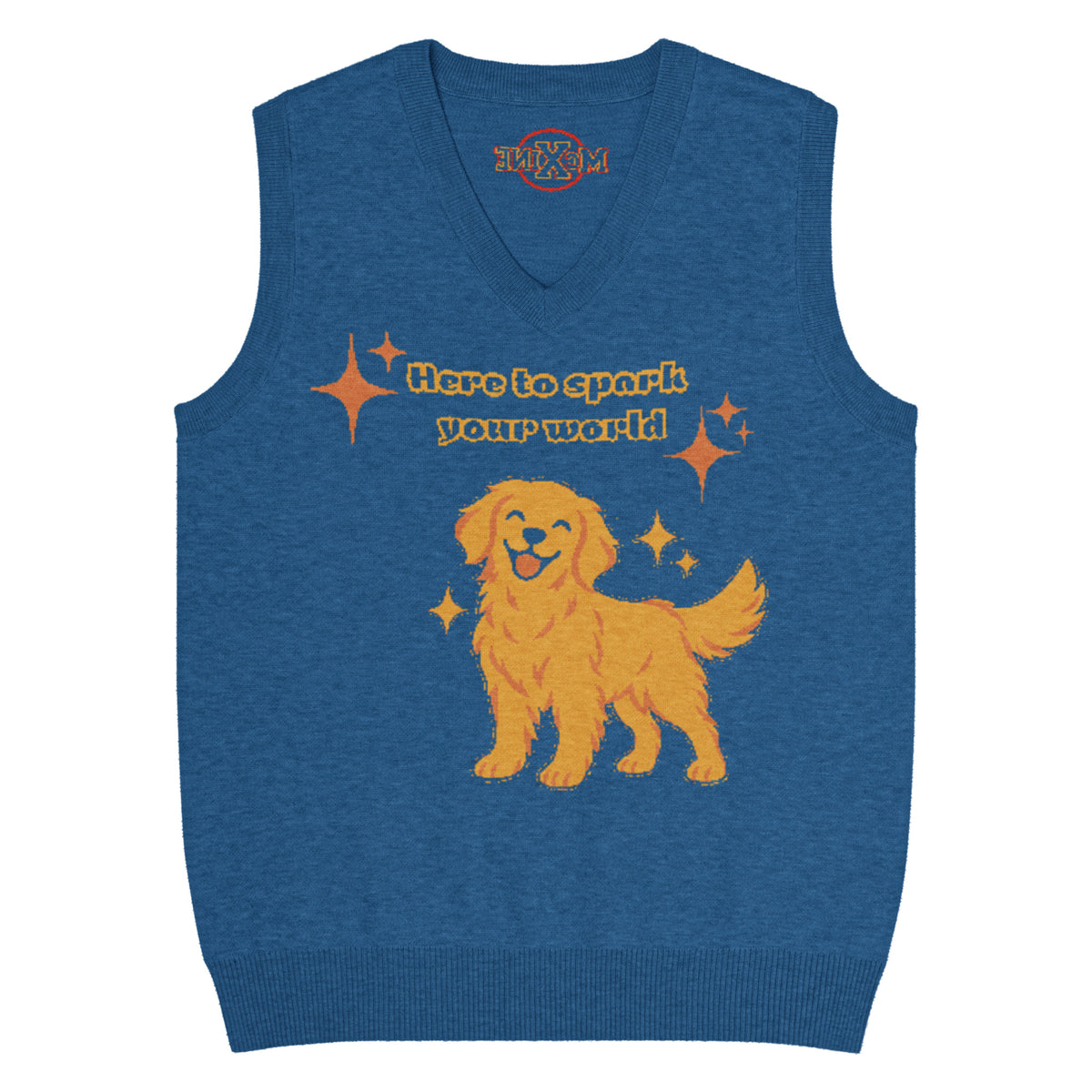 Golden Retriever Knitted Vest – Blue, Unisex