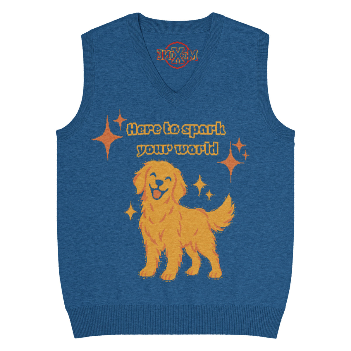 Golden Retriever Knitted Vest – Blue, Unisex