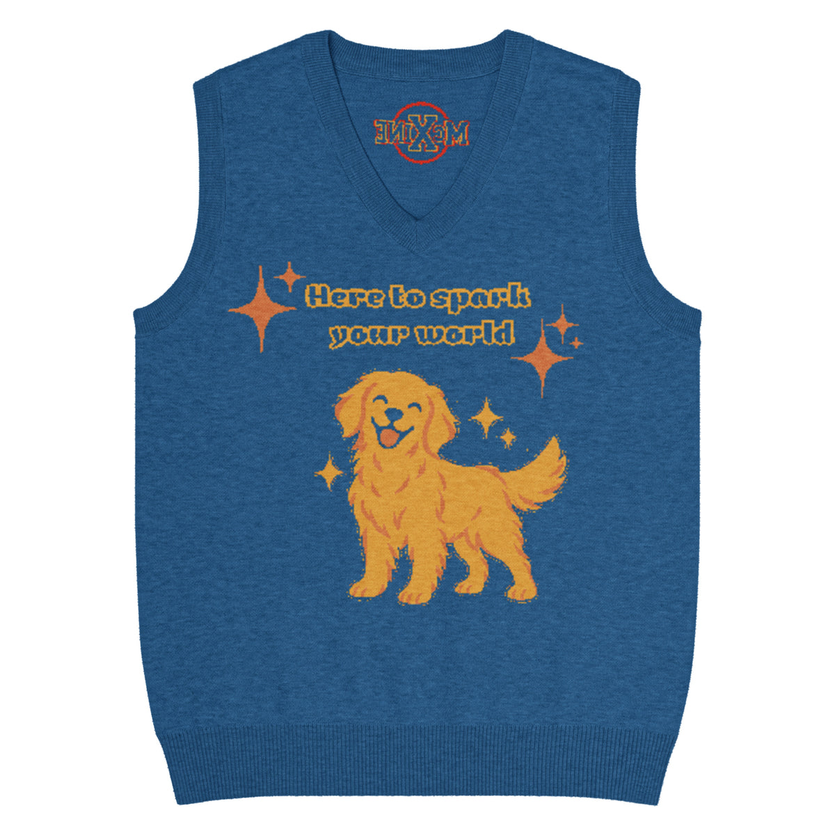 Golden Retriever Knitted Vest – Blue, Unisex