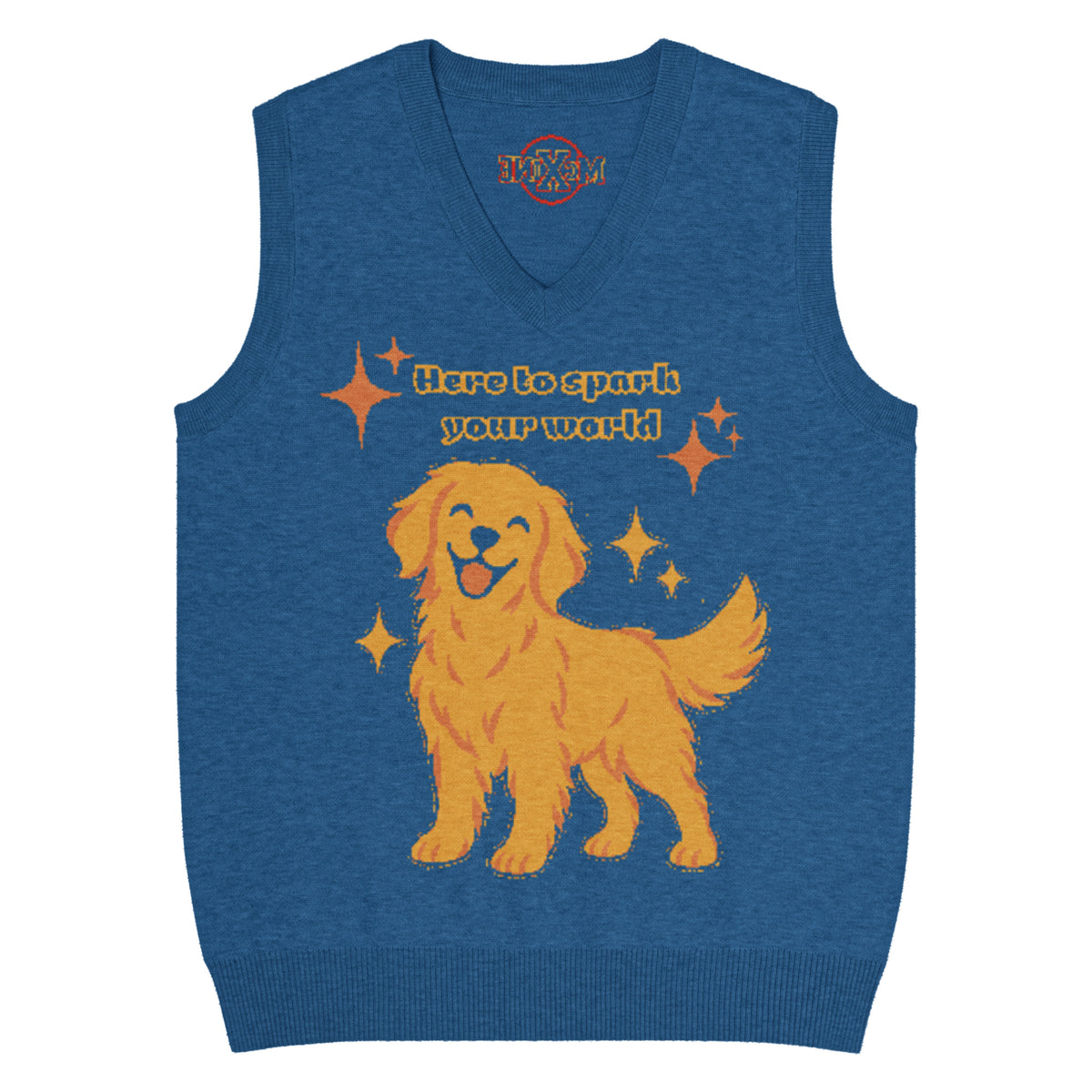 Golden Retriever Knitted Vest – Blue, Unisex