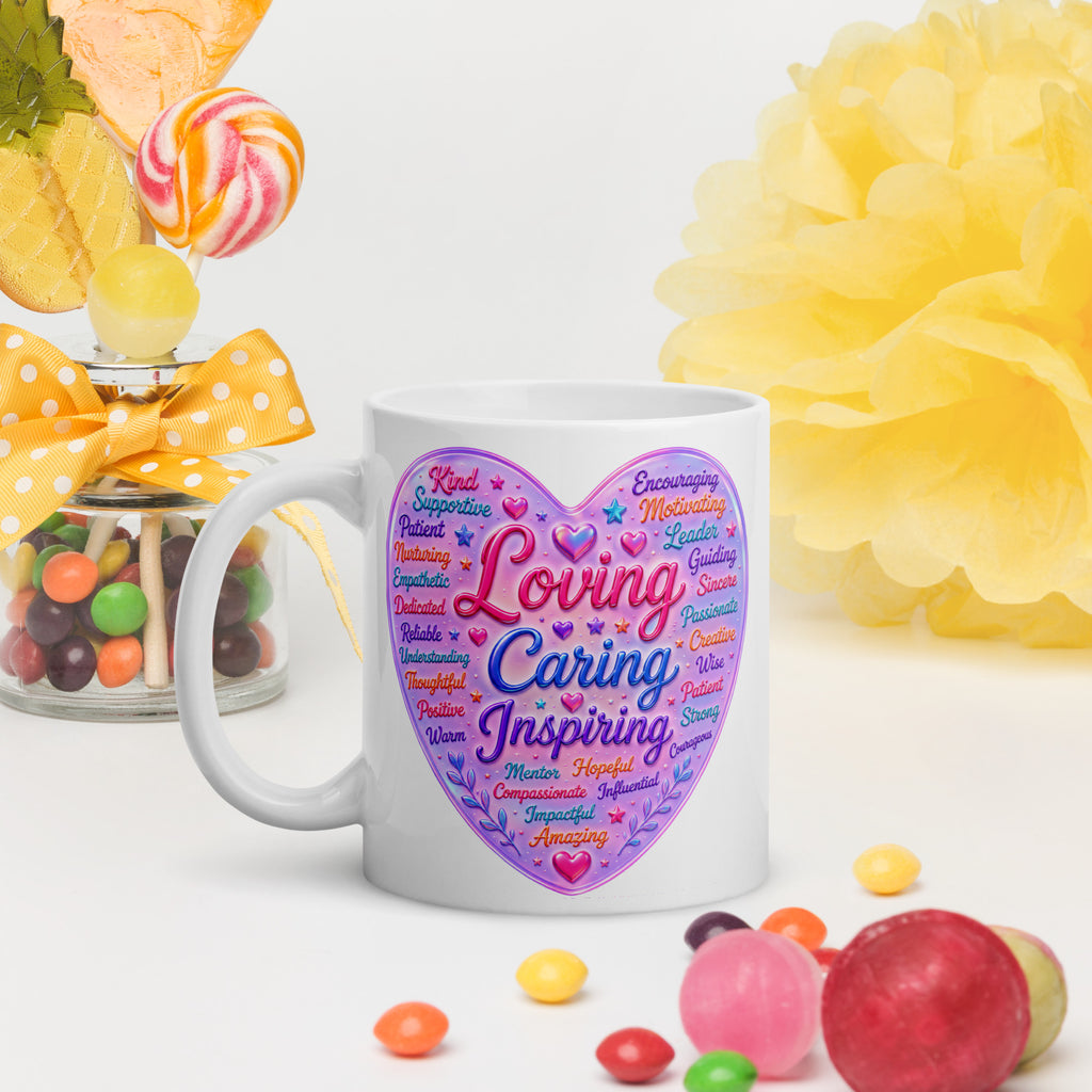 Loving, Caring, Inspiring – Teacher Appreciation Mug | McXinetje-McXine