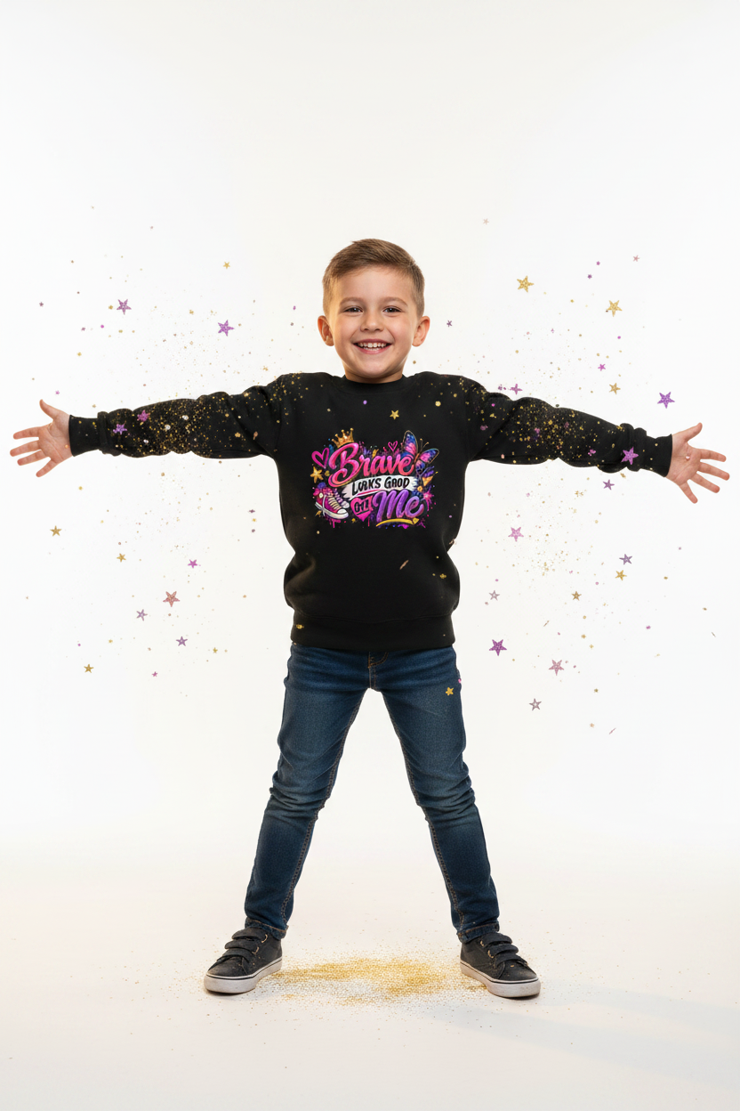 Brave Looks Good on Me – Kids Crew-Neck Sweatshirt | McXine Back to School